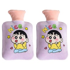 StarR 캐릭터 일러스트 보온 물주머니 퍼플 500ml, 2개