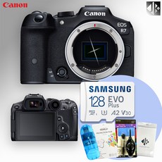 캐논 EOS R7 BODY+메모리128GB+액정보호필름+융+청소도구+리더기 패키지, 캐논 EOS R7+메모리128GB+4종 패키지