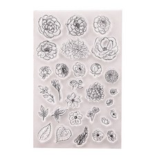 클리어 빈티지 꽃들이 피는 계절 식물 일러스트 플라워 디자인 아크릴 스탬프 다이어리 다꾸 도장놀이