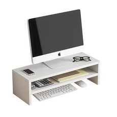 기본형 2단 수납형 모니터받침대 책상정리, 화이트