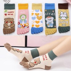 프리이엄 화려한컬러 귀여운캐릭터 여성 발가락양말 5켤레세트