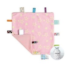 해외 CREVENT Tag Security 아기용 담요 남아용 부드럽고 작은 러비 아기 이불 감각 생일 베이비 샤워를 위한 훌륭한 선물 25.4 x 25.4cm10 10인치 8, Pink Star.