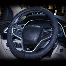 인조가죽 고무 자동차 핸들커버 SUV 차량 추천 자동차용품 운전대커버, 블랙레드