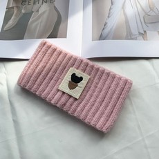 針織頭套，寬邊保暖護額髮帶, 1個, 粉色, 粉色