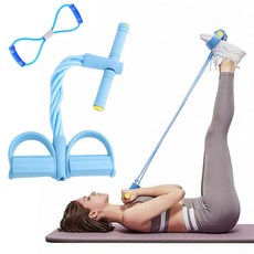 루베이 고탄성 6관 페달 라텍스 밴드 + 8자형 튜빙밴드 방미끄럼 핸들 전신 늘임 헬스/다이어트, 푸른 색, 1개