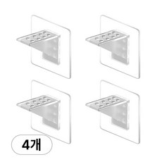 아띠꼴로 깔끔 고정 무타공 선반 브라켓 접착식 후크, 중형 7x7cm 4개, 1세트