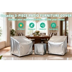 파티오 테이블 및 의자 커버 세트 - 완벽방수 자외선 차단 야외용, 01 silvery