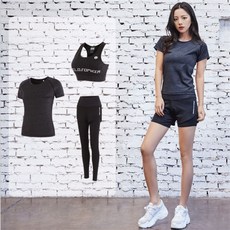 夏季新款網紅性感瑜伽服運動套裝女速乾衣健身房瑜珈晨跑步初學者5091深灰三件套：短袖+背心+長褲倆加：2XL【建議136-146斤】
