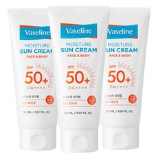 바세린 모이스처 선크림 SPF50+ PA++++, 3개, 150ml
