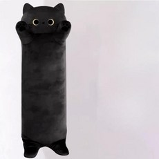 어두운 고양이 바디 필로우 모찌 쿠션 베개 침대 선물 인형 검은고양이A, 행복한모자시바견, 50cm