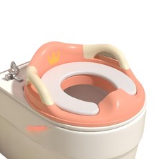 蘇霏小舖 兒童馬桶坐墊 兒童學習便器 小孩馬桶座 學習馬桶墊, 公主橘粉馬桶學習坐墊(淺黃墊)