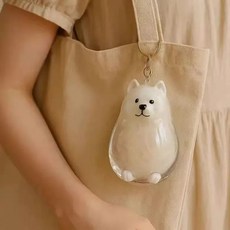 강아지 털 메모리 박스 키체인 키링, 1개