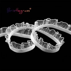 접밴드 BRISTLEGRASS 2 5 10 야드 58 "15mm Organza 프릴 레이스 트림 스판덱스 밴드 Tulle 테이프 머리띠 투투 드레스 봉제 공예, White, 2 Yards