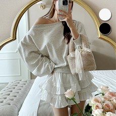 핏몬 여성 오프숄더 맨투맨 티 긴팔 오버핏 빅사이즈 55~77