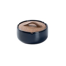 陶瓷煙灰缸 帶蓋煙灰缸 復古大號煙缸 多功能收納缸, 光面霽藍, 1個