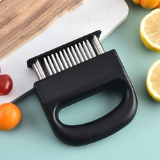 릴스베이 일자형 48핀 스텐칼날 고기 연육기 미트해머 돈까스 스테이크 다지기 돈가스 만들기 고기망치, 블랙, 1개