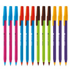 모나미 153 스틱 비비드 볼펜 (코랄3개+블루3개+그린3개+바이올렛3개), 1개, 혼합(12개입)