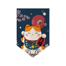 일본식 주방가리개 패브릭 가림막 커튼 일식집 노렌 스시집, 12. 행운 기원 고양이ver2, 벨크로 - 삼각형 바닥