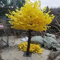 仿真銀杏樹 櫥窗裝飾 許願樹 室內外商場客廳擺件, 【圓形】1.5米高1米寬, 1個