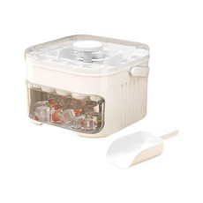 쿠쿠스토어 쉽게 누르는 뚜껑이 있는 50큐브 제빙기 대량 가정 얼음 저장 아이스 박스 식품 등급 이중층, 01 White