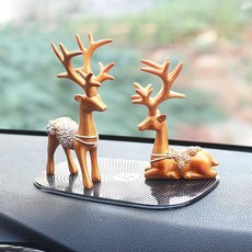 汽車擺件 車載擺件車內裝飾品中控臺擺件高檔男一路平安車上創意汽車用品 Q0HH, 一對金色小鹿+防滑墊