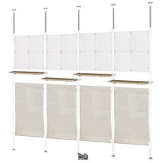 巴塞隆納頂天立地活動式洞洞板收納架(附木板) 屏風置物架, 白色