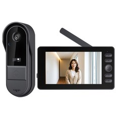 RUNDX 현관 무선 초인종 고화질 방수 스마트 블루투스 인터폰, 블랙