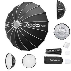 고독스 소프트박스 고독스 고독스 GODOX S85T 85cm/335인치 퀵 릴리스 엄브렐러 소프트박스 탈착식 전면 및 내부 디퓨저가 장착된 보웬스 마운트로 사진 촬영 라이브 스트리, 1개