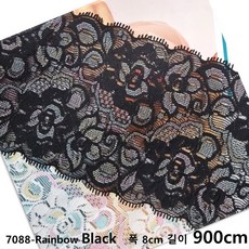 DKLACE-7088 / 자가드 스판 레이스 모음 / (폭 8cm 길이 1yd / 3yd / 5yd / 10yd기준), 10개, 레인보우블랙