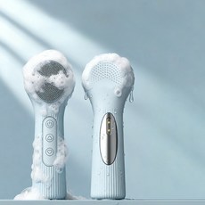 전동 실리콘 클렌징 브러쉬 모공청소 진동 세안기 온열 방수 얼굴 마사지기 피부관리 디바이스, 1개, C_퍼플 양면 온도 감지 + 자석 충전