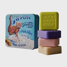 라 사본느리 드 니옹 클렌징 솝 대형 틴케이스 (100gx4), 향수비누_장난치는 고양이(33568), 100g, 4개입