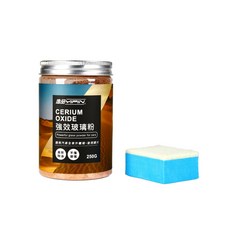 【逸品YIPIN】強效玻璃粉 250g 氧化鈰 玻璃除油膜 去油膜 油膜清潔劑 油膜去除劑 除油膜膏 玻璃拋光粉 歸零膏, 1個, 玻璃粉250G+羊毛氈塊