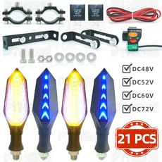 호환 Pthene eBike 48V/52V/60V/72V 전기 스쿠터 오토바이 자전거용 LED 방향지시등., 01 Yellow Blue 21pcs