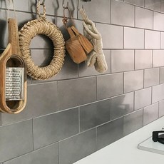 韓國製 真金屬DIY免施工廚房磚牆貼, 灰