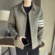 COSYEVNO 봄가을 남성 칼라 점퍼 스트라이프 캐주얼 프리미엄 코트