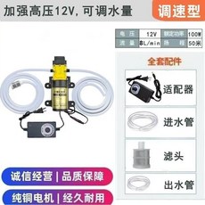 12V 100W 高效自吸泵 8L/min 50米揚程 調速型, 1個, 8.0L大功率泵可調節水量+兩根3米管
