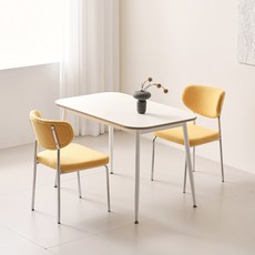 상도가구 더메종 화이트 2인용 식탁세트 (1200식탁 1개+데이체어 2개), 화이트+옐로우