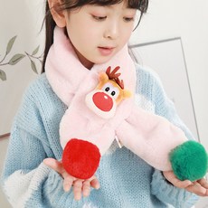 크리스마스 루돌프 털 목도리, 핑크, 1개