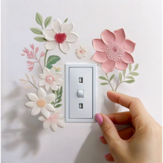 우아한 꽃무늬 전등 스위치 방수 스티커 침실 욕실 거실 홈 데코 장식, ACC32005 꽃모양