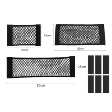 자동차 트렁크 러기지 정리 수납 벨크로 네트 그물망 3종 세트, 블랙