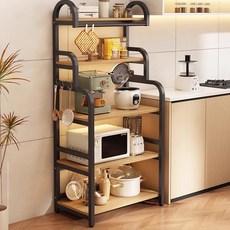 SeekFun 다용도 주방 선반 전자레인지 오븐 수납 조리도구 정리용 다층형 선반, 5단, 검은 호두색