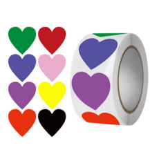 헬레나스토어 8색 하트 재물운 스티커 2.5cm 500매 1롤+골드스티커4조각 증정, 8색혼합, 1개