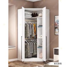 櫃傢用臥室90度墻角櫃多功能角櫃儲物櫃小戶型拐角置物櫃組裝衣櫃 組閤衣櫃 開放式衣櫃 衣櫃收納 簡易衣櫃 「凱元家俱」, 款式3（單門款）800*800*2100,2門  組裝, 款式3（單門款）800*800*2100