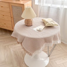 KOUJI 叩吉好物 花邊桌布 餐桌裝飾, 1個, 90x90cm, 咖華夫格