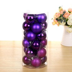 聖誕節裝飾球掛件禮盒 聖誕樹掛飾 聖誕裝飾品 (35個), 5cm桶裝球紫色(24個裝), 1個