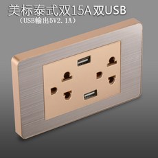 插座麵闆 插座麵闆蓋 開關麵闆 新款美規帶雙usb typec麵闆黑色美式美標臺灣電源墻壁充電插座 IQBS, 不鏽鋼金色泰式2.1A, 1個