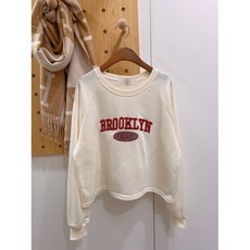 正韓 刺繡BROOKLYN 1947長T, 奶油杏, 1個