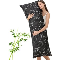 메모리폼 바디필로우 높이 조절 가능 전신 지지 롱 베개 옆으로 자는 자세 그린 137x50cm, Black