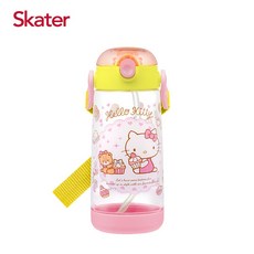 Skater Hello Kitty 彈跳式透明吸管水壺 480ml 含防滑揹帶 替換吸管水杯 PDSH5, 1個