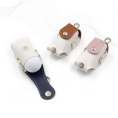 골프 연습용 볼 보관 케이스 천연 가죽 소재 휴대용 미니 파우치 클립 고리, 1개, 브라운